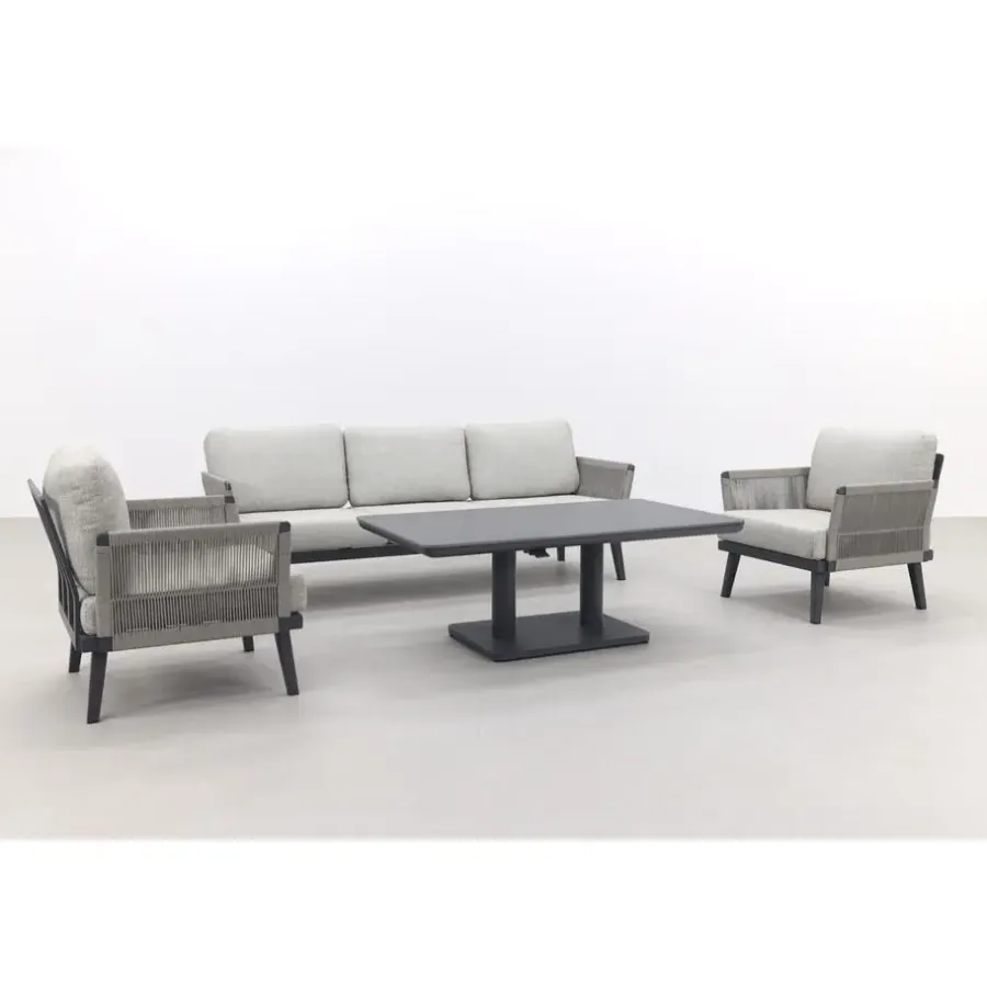 Van der Garde Tuinmeubelen - Premium Durban/Medina verstelbare stoel-bank loungeset - 4-delig