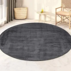 Vloerkleden Kinderkamer-Dutch Lifestyle - Viscose - Vloerkleed - 115cm rond - Grijs
