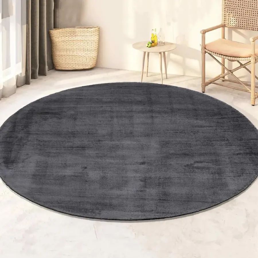 Vloerkleden Kinderkamer-Dutch Lifestyle - Viscose - Vloerkleed - 115cm rond - Grijs