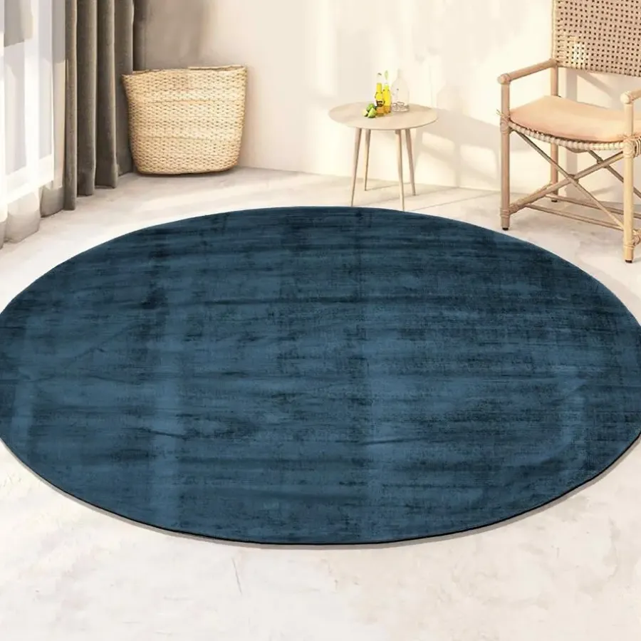 Vloerkleden Kinderkamer-Dutch Lifestyle - Viscose - Vloerkleed - 195cm rond - Blauw