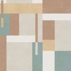 Behang-Dutch Wallcoverings - Arty Blocks grijs/beige/blauwgroen -0,53x10,05m