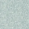 Behang-Dutch Wallcoverings - Arty Faces blauwgroen/wit - 0,53x10,05m
