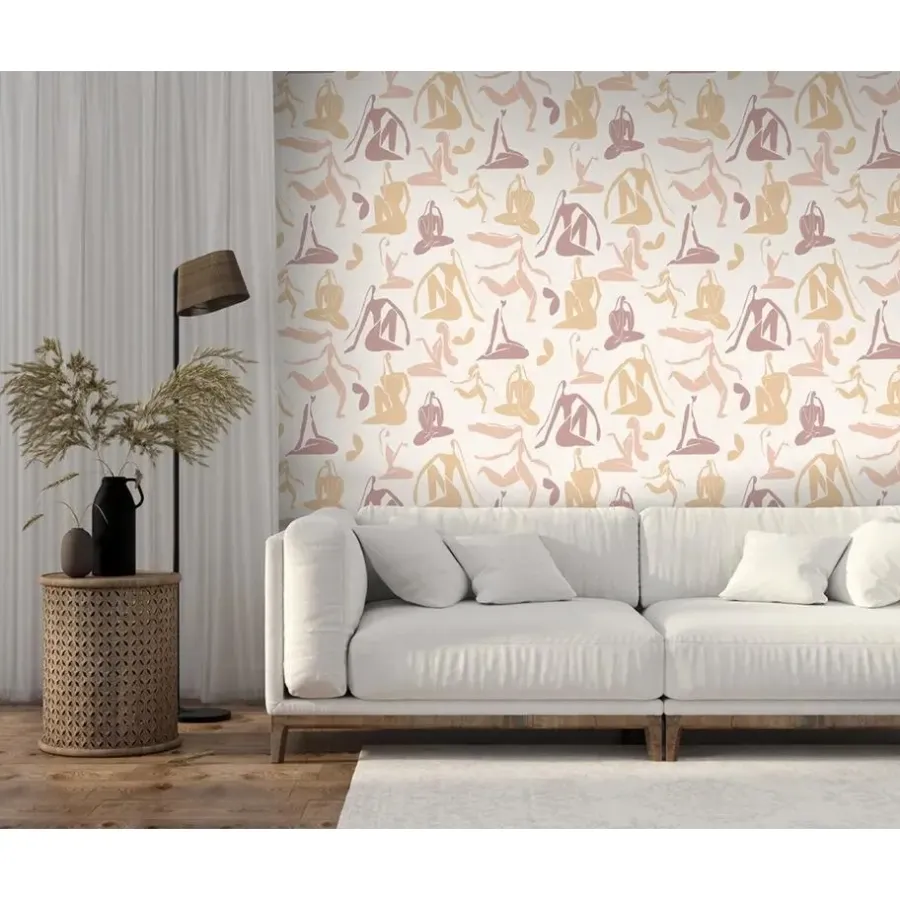 Behang-Dutch Wallcoverings - Arty Woman beige/oudroze/oker - 0,53x10,05m
