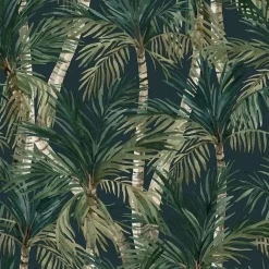 Behang-Dutch Wallcoverings - Eden palmbomen zwart/groen - 0,53x10,05m