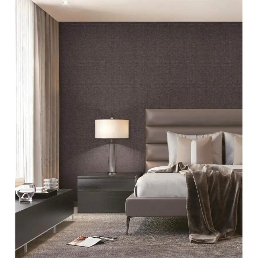 Behang-Dutch Wallcoverings - Grace Hessian text. plain chocolate - GR322708