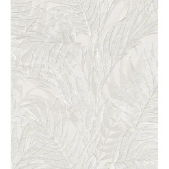 Behang-Dutch Wallcoverings - Grace Tropical palm leaf silver - GR322101