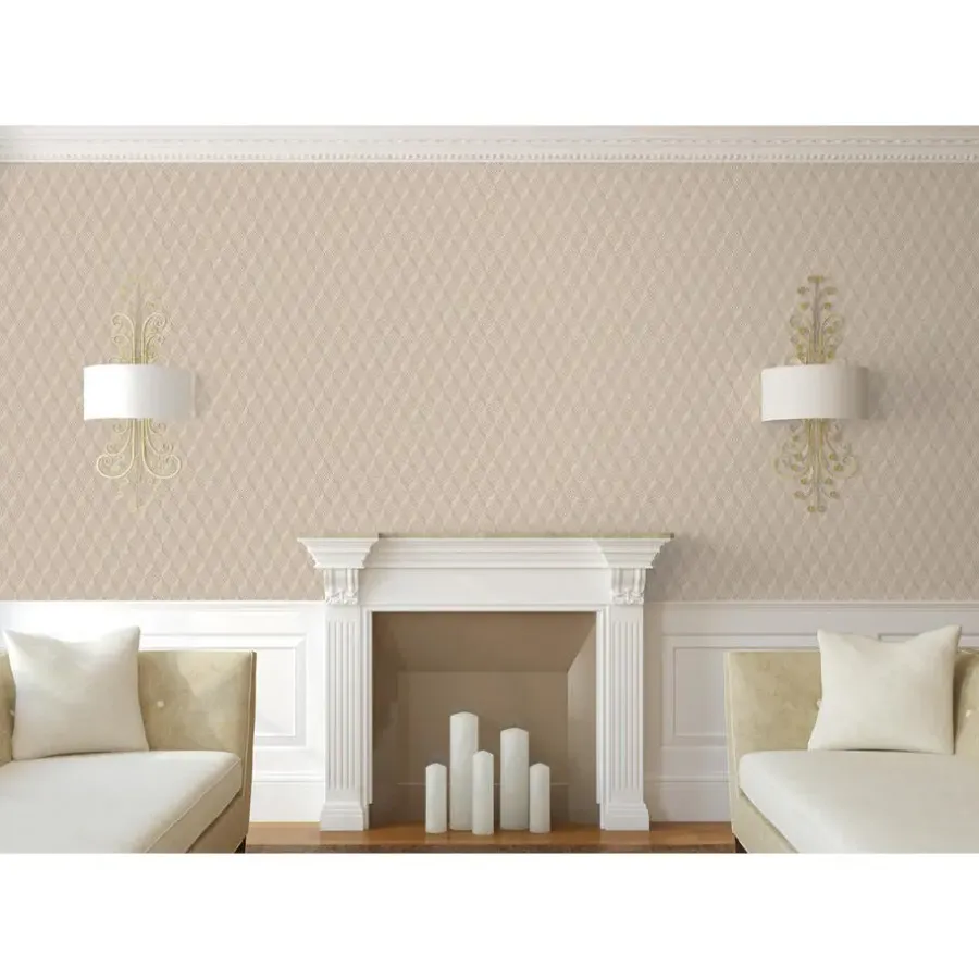 Dutch Wallcoverings - Grace 3d stitched cube beige - GR322305