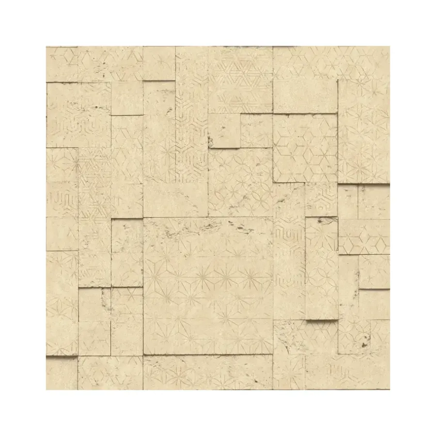 Behang-Dutch Wallcoverings - Horizons tegels/dessin beige - 0,53x10,05m