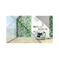 Behang-Dutch Wallcoverings - Horizons raam/bladeren groen - 0,53x10,05m