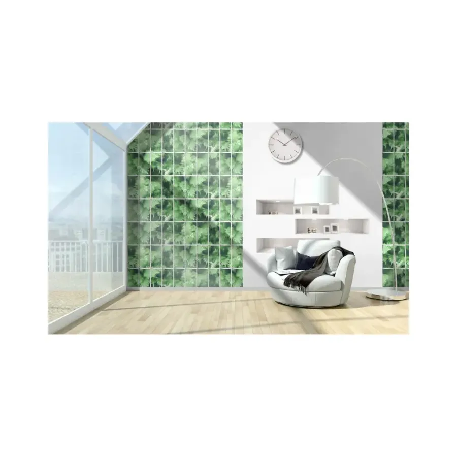 Behang-Dutch Wallcoverings - Horizons raam/bladeren groen - 0,53x10,05m