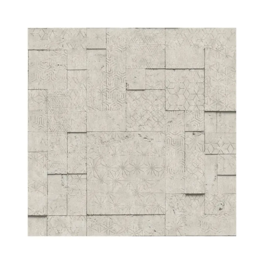 Dutch Wallcoverings - Horizons tegels/dessin donkerbeige - 0,53x10,05m