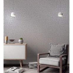 Dutch Wallcoverings - Indulgence Maze grey/rose/gold - 0,53x10,05m