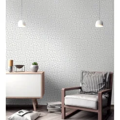 Behang-Dutch Wallcoverings - Indulgence Maze grey - 0,53x10,05m