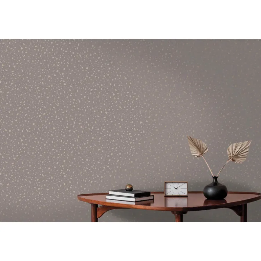 Behang-Dutch Wallcoverings - Indulgence Terrazzo grey/rose/gold -0,53x10,05m