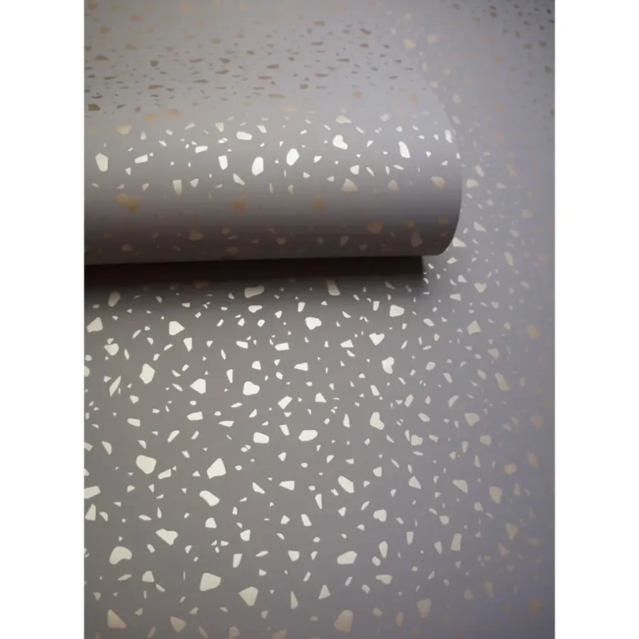 Behang-Dutch Wallcoverings - Indulgence Terrazzo grey/rose/gold -0,53x10,05m