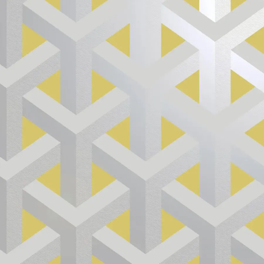 Behang-Dutch Wallcoverings - Indulgence Trident geo grey/yellow -0,53x10,05m