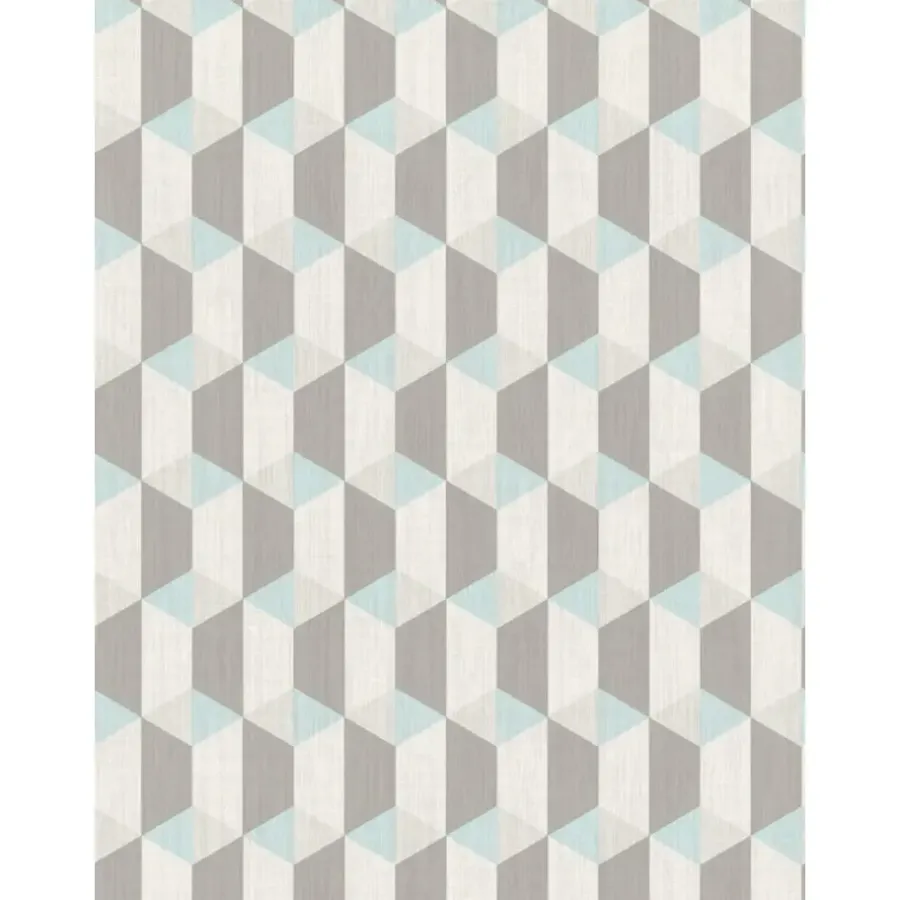 Behang-Dutch Wallcoverings - Inspiration Wall kubus blauw - 0,53x10,05m