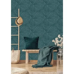 Behang-Dutch Wallcoverings - Jungle Fever Paglia blauw - 0,53x10,05m