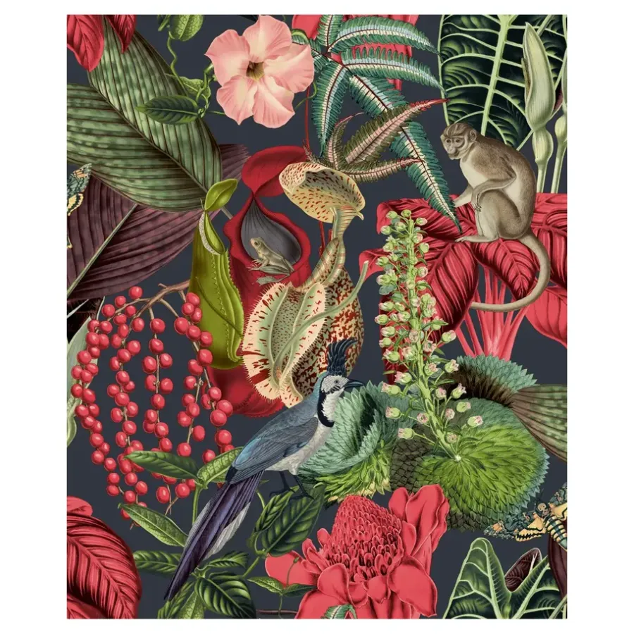 Behang-Dutch Wallcoverings - Jungle Fever Amazon roze/groen - 0,53x10,05m