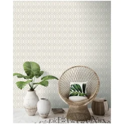 Dutch Wallcoverings - Myriad Kerala Trellis wit/zilver - 0,53x10,05m