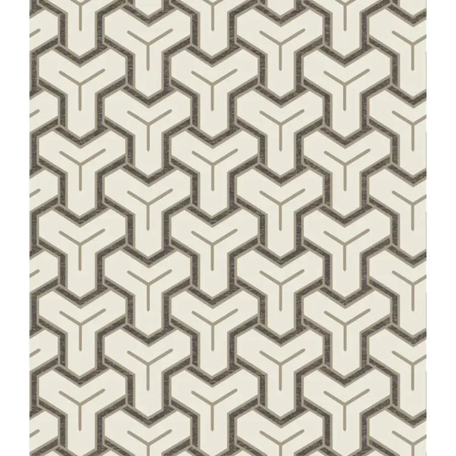 Dutch Wallcoverings - Onyx dessin wit/zwart/beige - 0,53x10,05m
