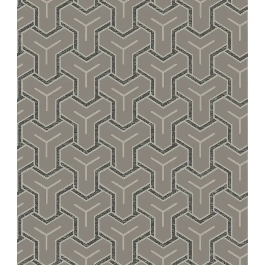 Behang-Dutch Wallcoverings - Onyx dessin grijs/beige - 0,53x10,05m
