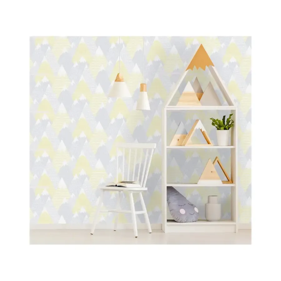 Behang-Dutch Wallcoverings - Over The Rainbow- Mountains Yellow - 0,53x10,05m