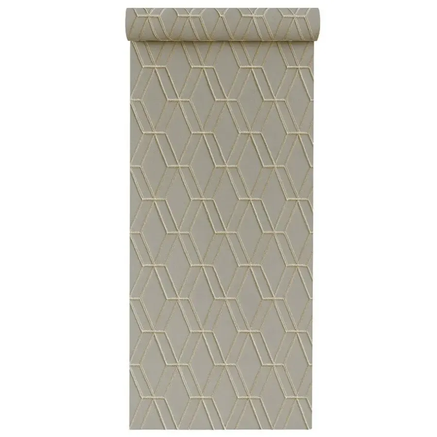 Behang-Dutch Wallcoverings - Wallstitch hexagonal grey - 0,53x10,05m