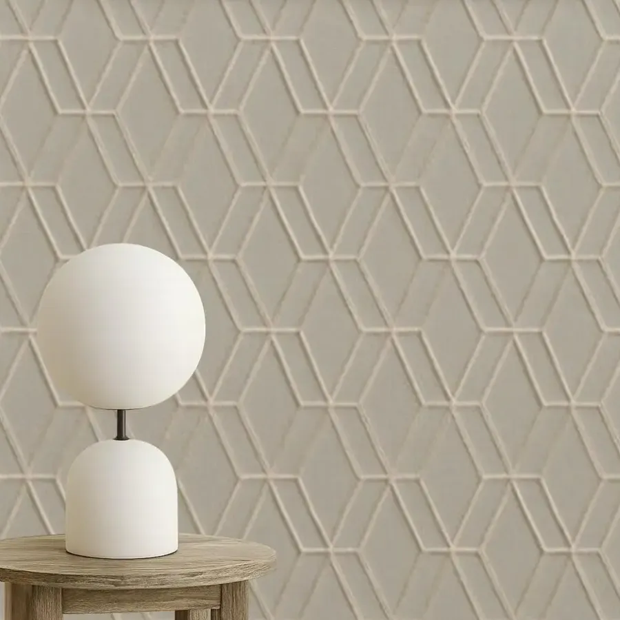 Behang-Dutch Wallcoverings - Wallstitch hexagonal grey - 0,53x10,05m