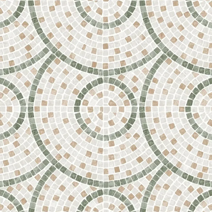 Behang-Dutch Wallcoverings Vliesbehang Artifice mozaïc tegel - beige/groen - 10m x 53cm