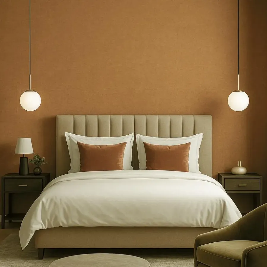 Behang-Dutch Wallcoverings Vliesbehang Linen & Textures uni - browngold - 10,05m x 53cm