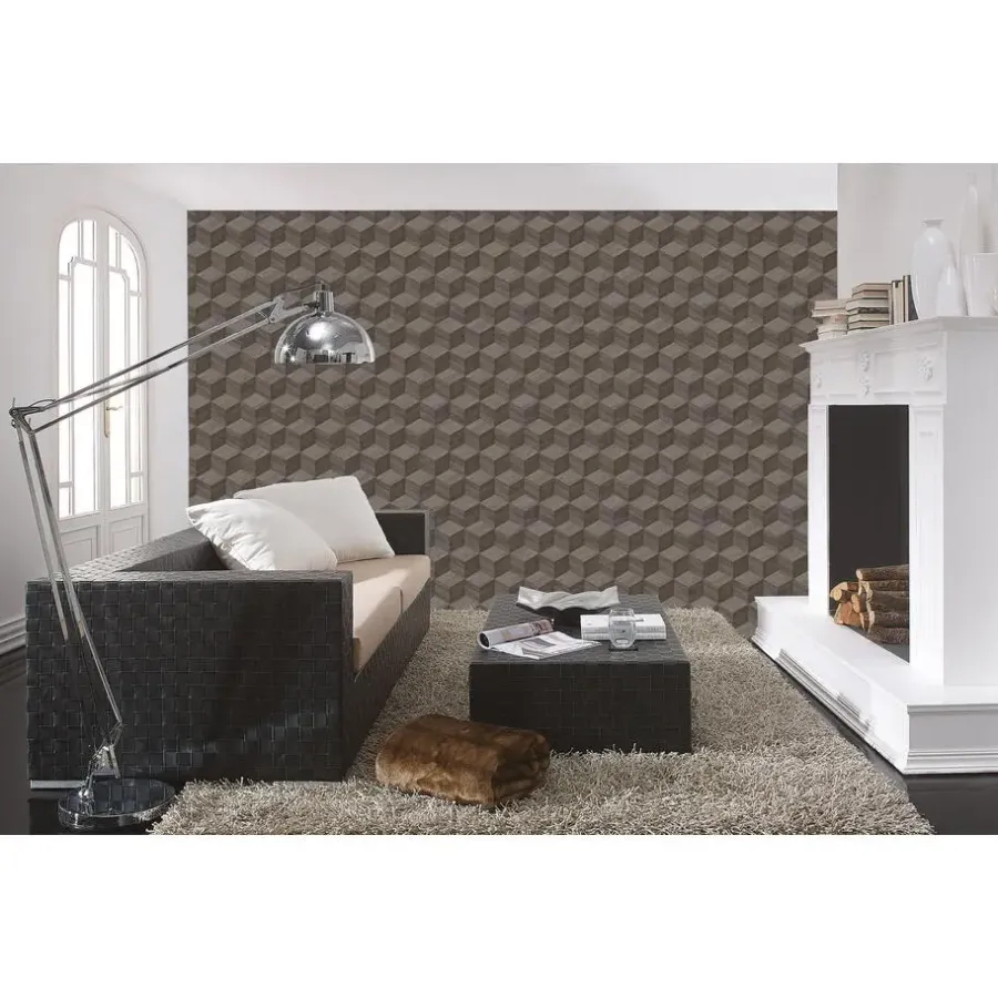Behang-Dutch Wallcoverings Vliesbehang Renaissance natural cube - grijs - 10,05m x 53cm