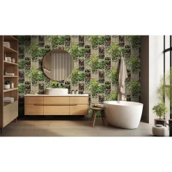 Dutch Wallcoverings Vliesbehang Artifice planken/planten - beige/grn - 10mx53cm