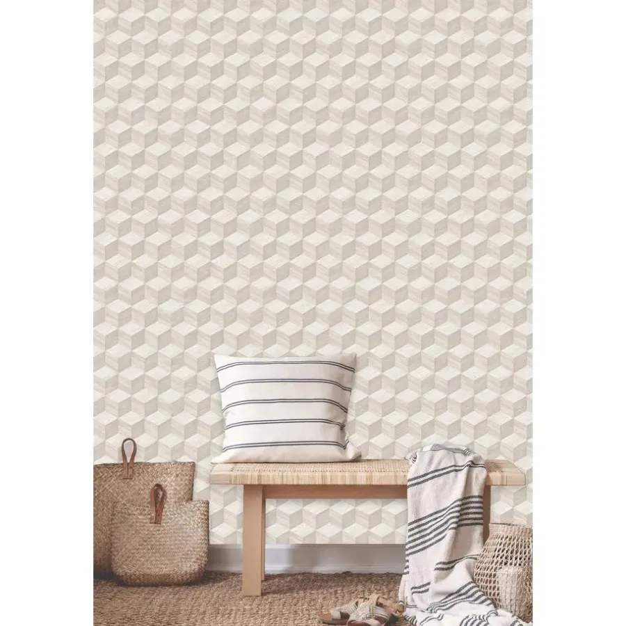 Dutch Wallcoverings Vliesbehang Renaissance natural cube - offwhite - 10m x 53cm