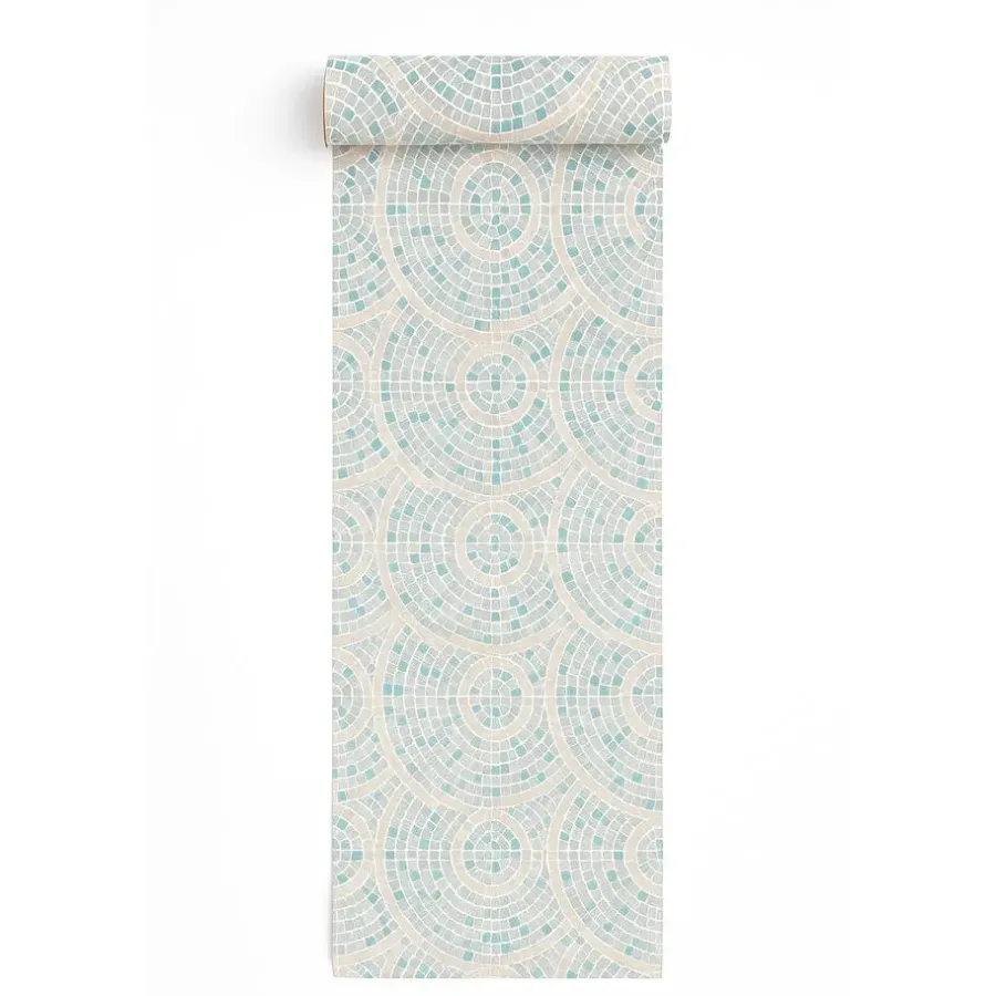 Behang-Dutch Wallcoverings Vliesbehang Artifice mozaïc tegel - grijs/petrol - 10mx53cm