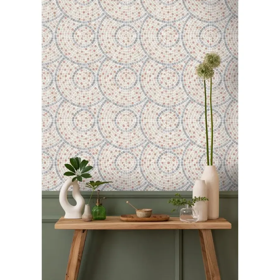Behang-Dutch Wallcoverings Vliesbehang Artifice mozaïc tegel - beige/terra - 10m x 53cm