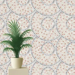 Behang-Dutch Wallcoverings Vliesbehang Artifice mozaïc tegel - beige/terra - 10m x 53cm