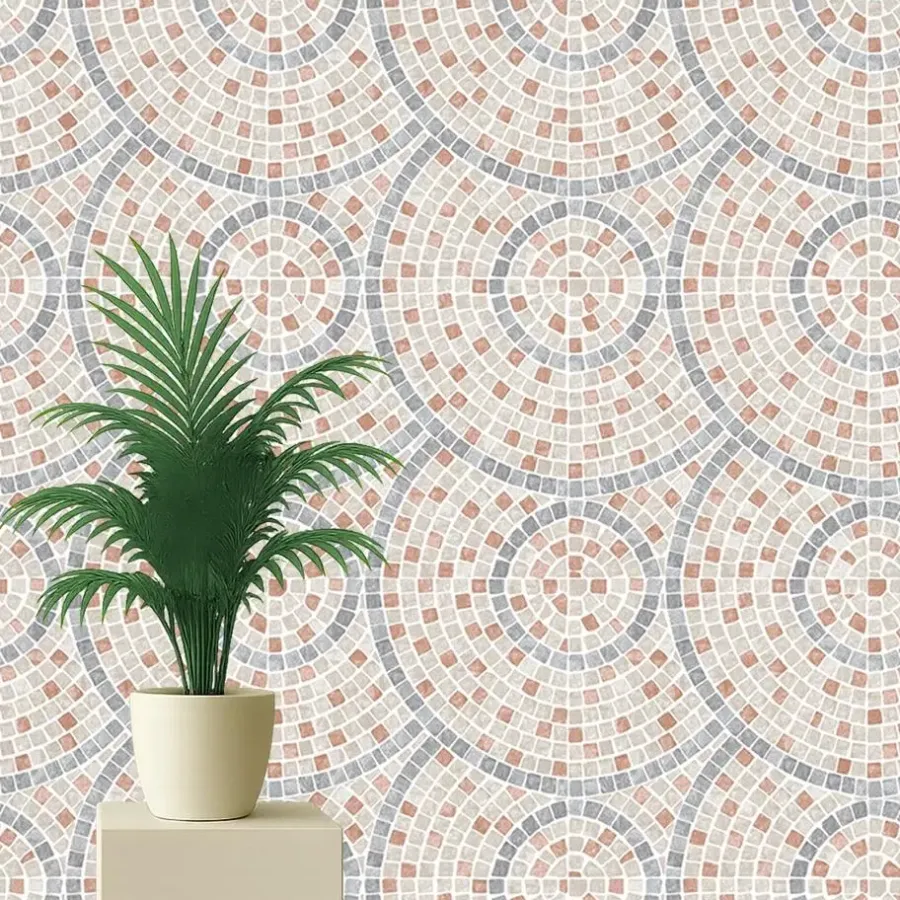 Behang-Dutch Wallcoverings Vliesbehang Artifice mozaïc tegel - beige/terra - 10m x 53cm