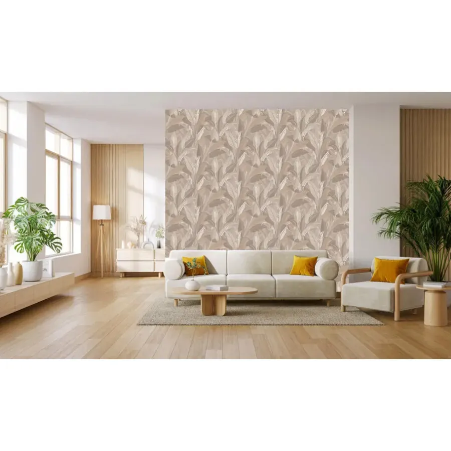 Behang-Dutch Wallcoverings Vliesbehang Renaissance leaves - taupe - 10,05m x 53cm