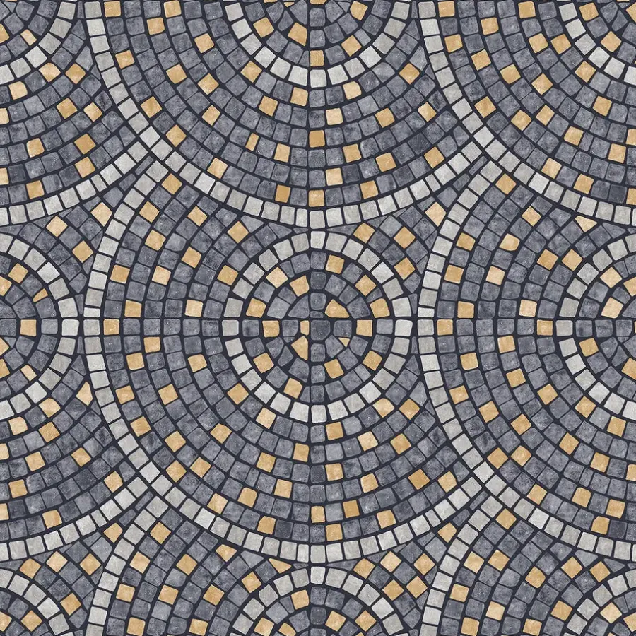 Behang-Dutch Wallcoverings Vliesbehang Artifice mozaïc tegel - grijs/oker - 10m x 53cm