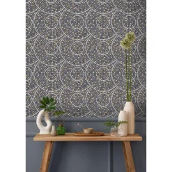Behang-Dutch Wallcoverings Vliesbehang Artifice mozaïc tegel - grijs/oker - 10m x 53cm