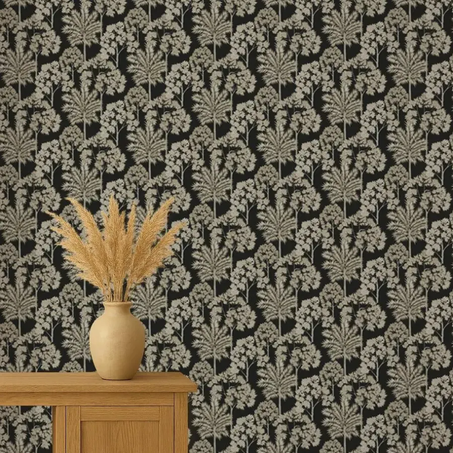 Dutch Wallcoverings Vliesbehang Arcadia palm forest - zwart - 10,05m x 53cm