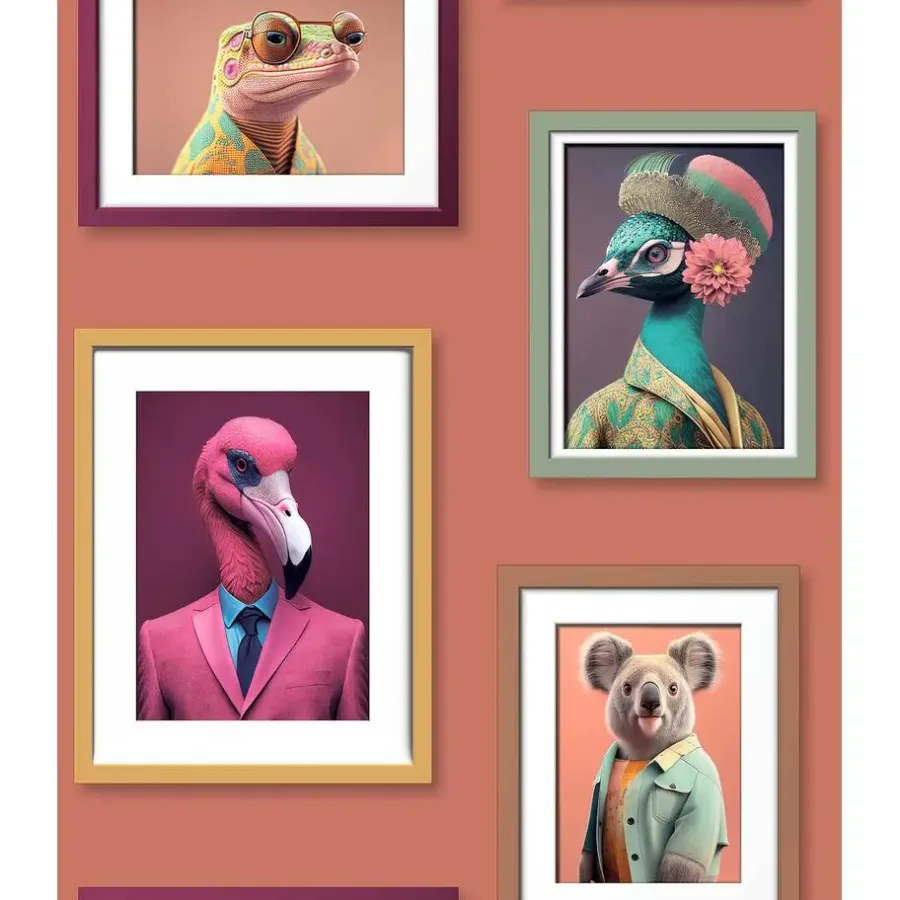 Behang-Dutch Wallcoverings Vliesbehang Artifice lijstjes met dieren - terra - 10mx53cm