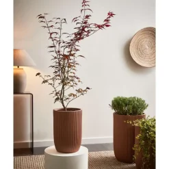 Leen Bakker EANTIO - Bloempot - 25 x 25 x 38 cm - Bruin - Kleivezels
