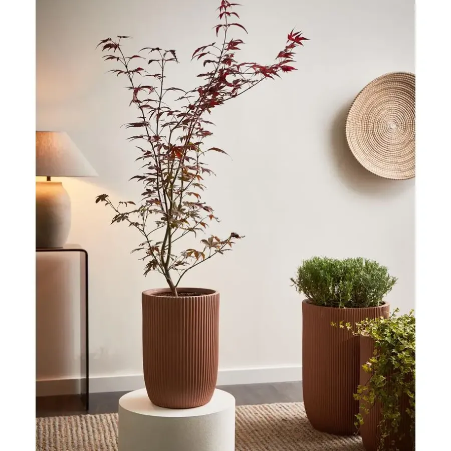 Leen Bakker EANTIO - Bloempot - 25 x 25 x 38 cm - Bruin - Kleivezels