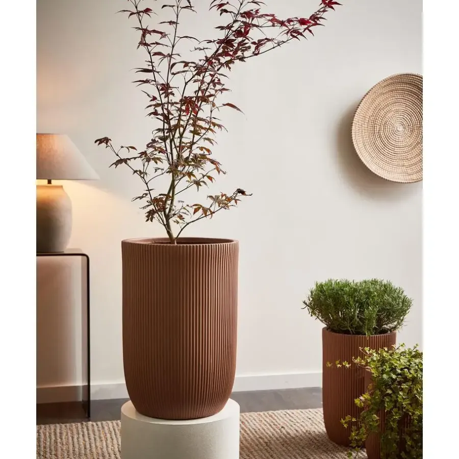 Leen Bakker EANTIO - Bloempot - 37 x 37 x 56 cm - Bruin - Kleivezels