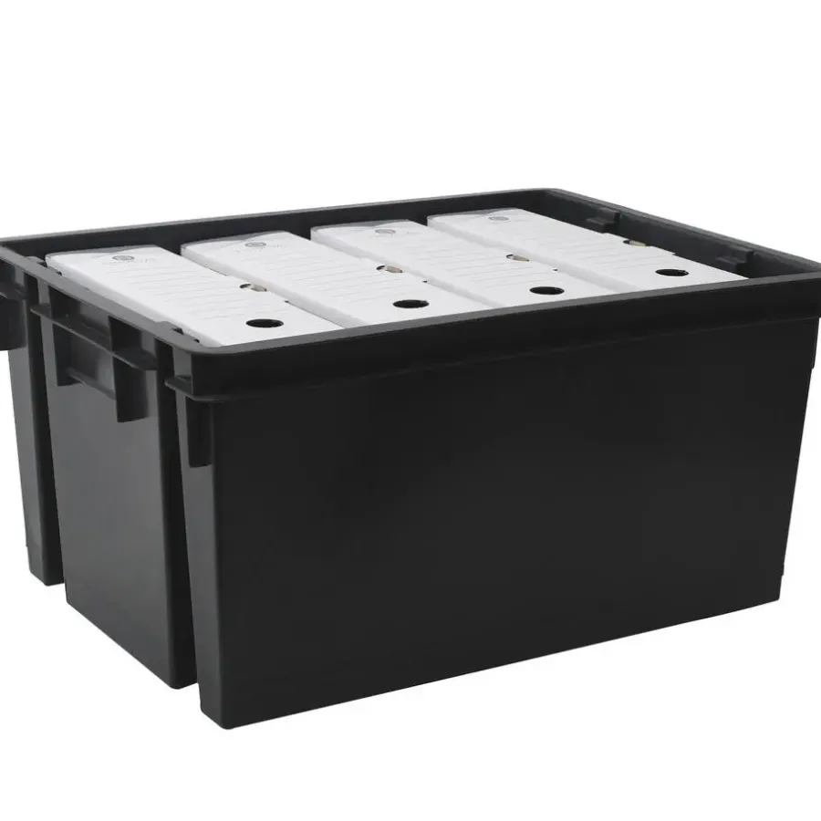 Opbergboxen-EDA Opbergkrat 50L - zwart - kunststof - 56 x 41 x 29 - stapelbaar/nestbaar