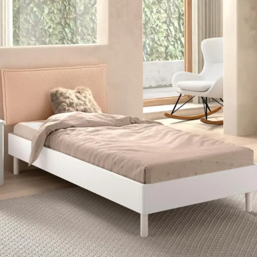 Vipack Eenpersoonsbed Forrest 90x200cm - massief beukenhout - wit/beige