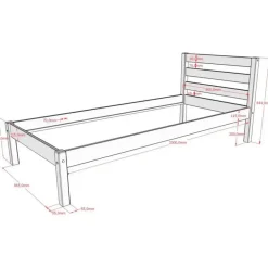 Vipack Eenpersoonsbed Pino 90x200cm - massief dennenhout