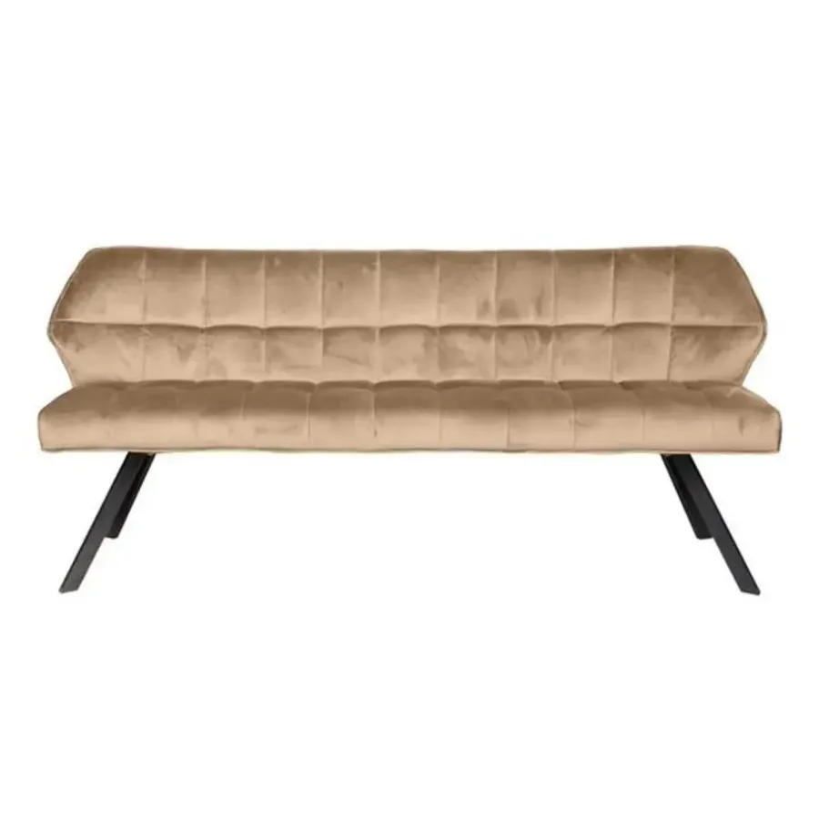 Eetkamerbanken-Dimehouse Eetkamerbank Lino Velvet Stof Champagne 180 cm Geblokt
